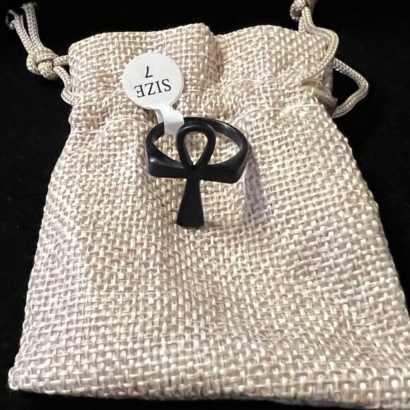 Ancient Egypt Ankh Cross Ring Stainless Steel Size 7 - Picture 2 of 2